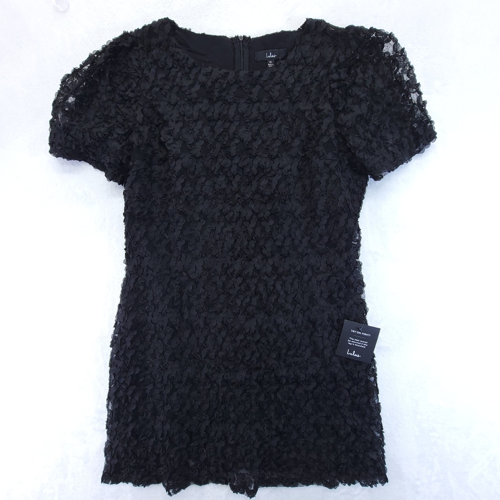 Lulus Womens Black Dress Floral Crochet Lace Cocktail Size XL